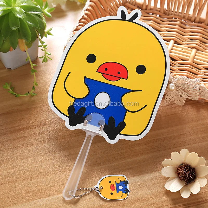 
OEM logo printing pp fan cartoon advertising Cheap PP/PVC plastic hand fan 