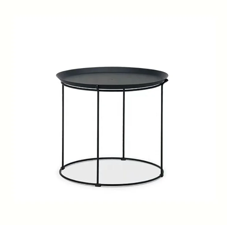 Nordic Iron tea table Small Round Coffee Tables assemble top with iron frame base Black coating Bedside table