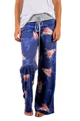 Wholesale Leisure Yoga Antlers Bull Head Print Wide Leg Pants