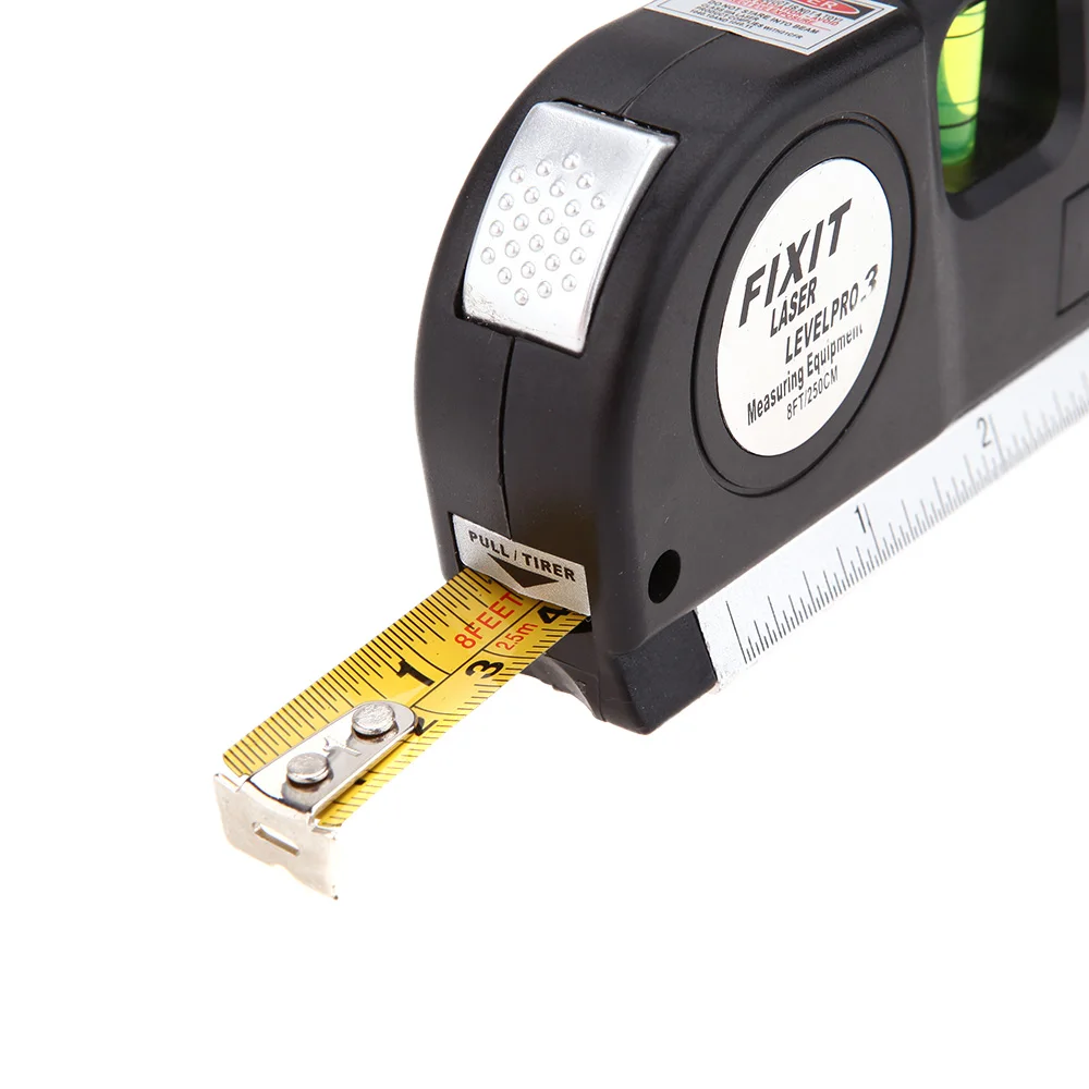 JY-03 8 FT 2.5m Measuring Tape Laser Level Pro3 Measuring Equipment with 3 Way Level Bubbles and Laser Power On/Off Nivel Level