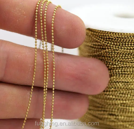 1.2mm Raw Brass Faceted Ball Chain with lead free cadmium free