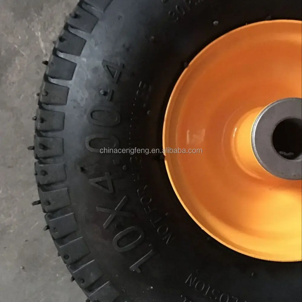 
pneumatic rubber wheel 10x4.00-4 inflatable wheel turf pattern 