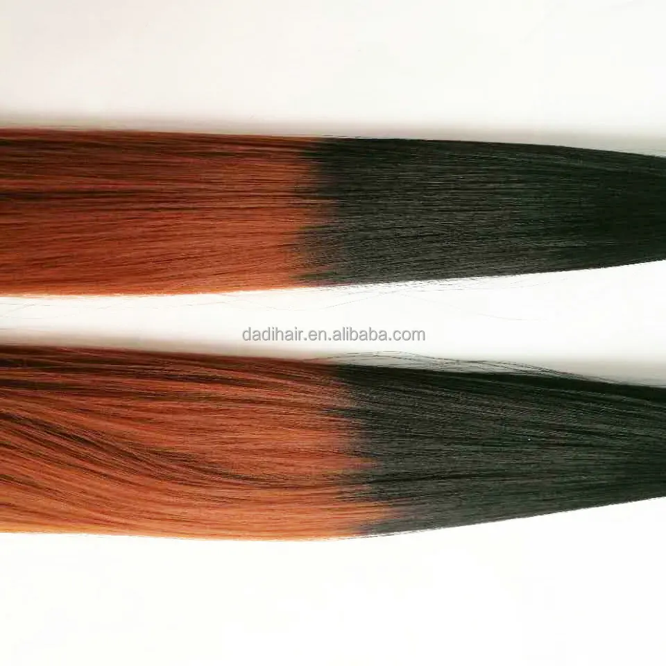 synthetic silk straight yaki wave hair products,wholesale two tone color artificial yaki wave types of hair bulk for black woman