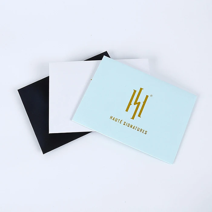 normal style gold foil logo matt black envelope with custom logo