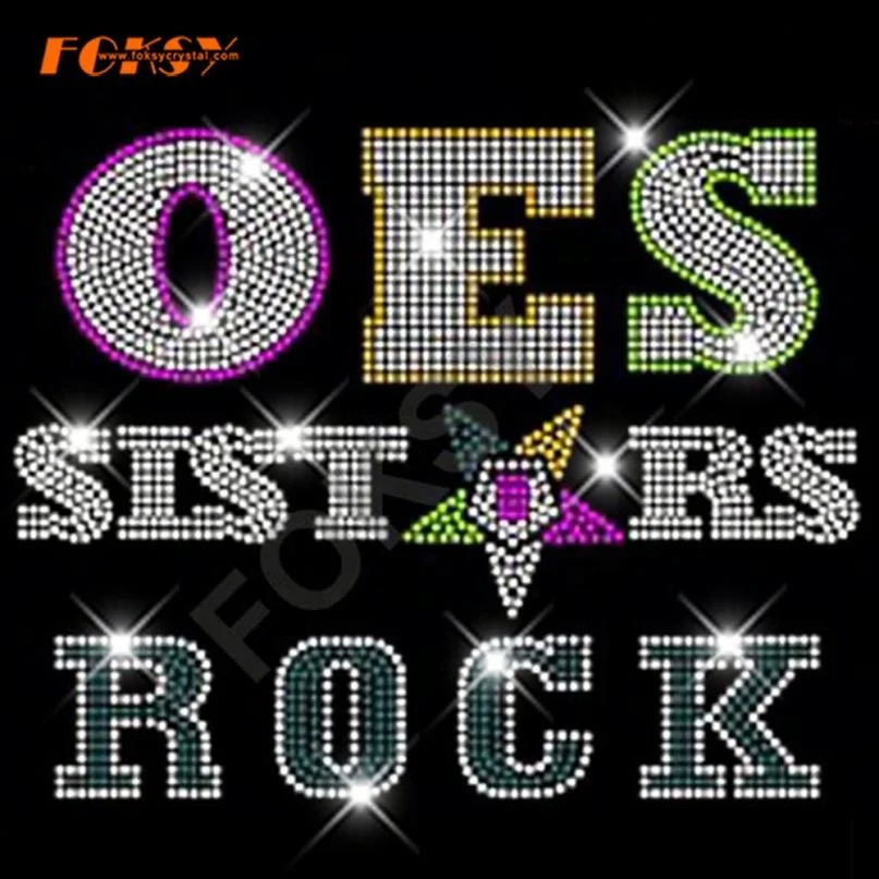Eastern star letters alphabet OES hot fix rhinestone motif