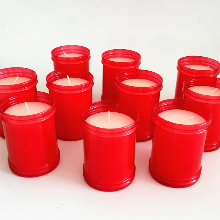 Red Color Cemetery Memeotial Wax Candles With Windproof