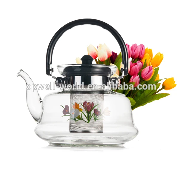 NEW AND hot sell fire resistant borosilicate small glass teapot to boil water with infuser HOT IN AMAZON