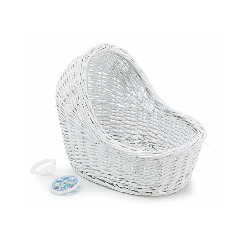 
white wash small wicker empty hamper basket 