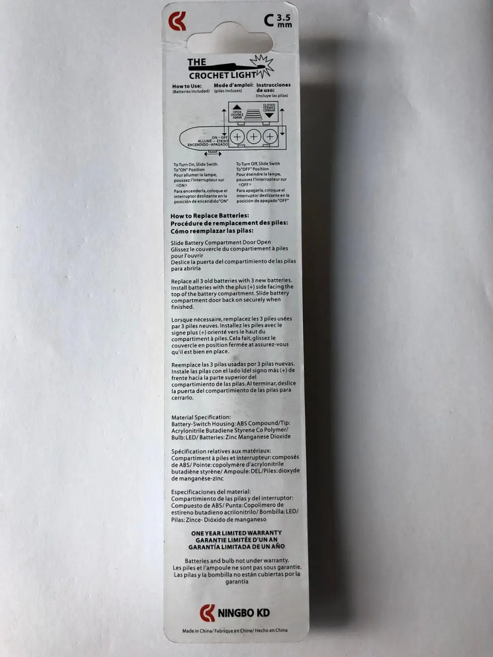 Hot Sale 1pc/Blister Packing Crochet Hook with New Design Crochet Hook with Light