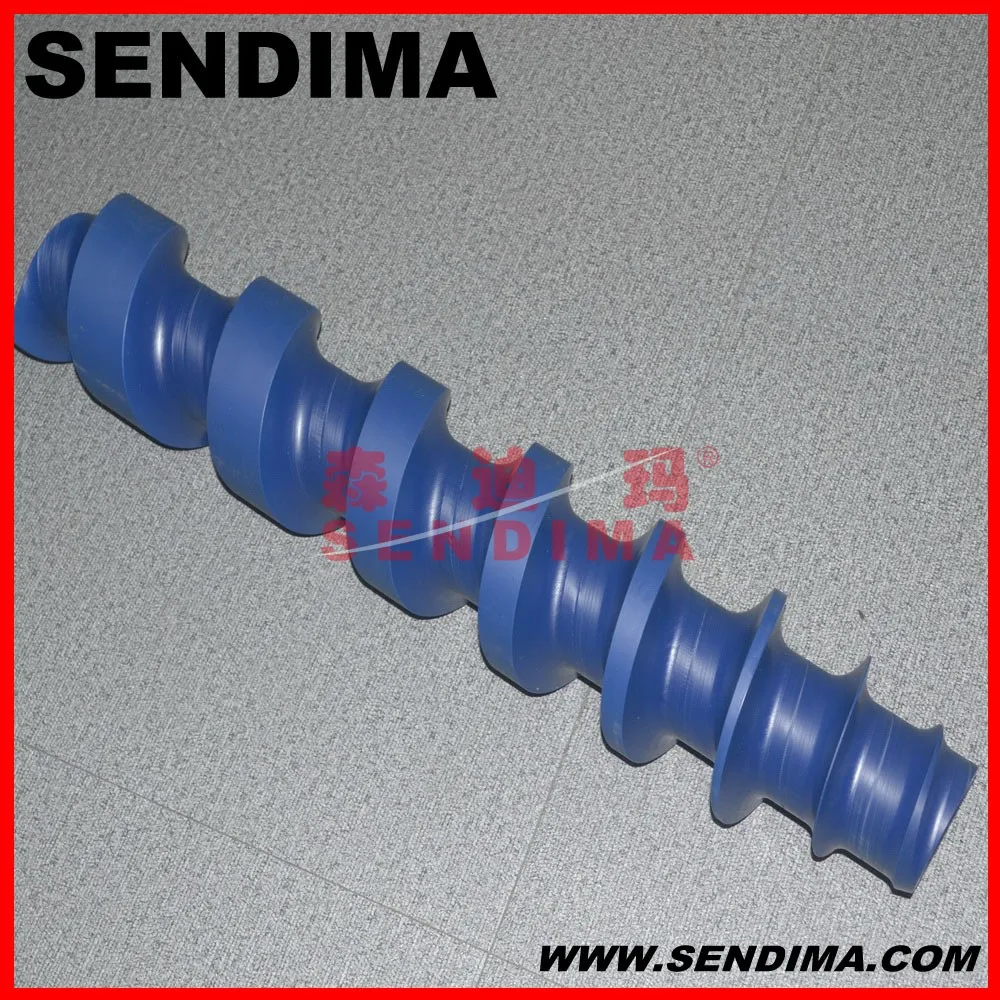 
Worm screw able to divide onto two lines shaped containers. 