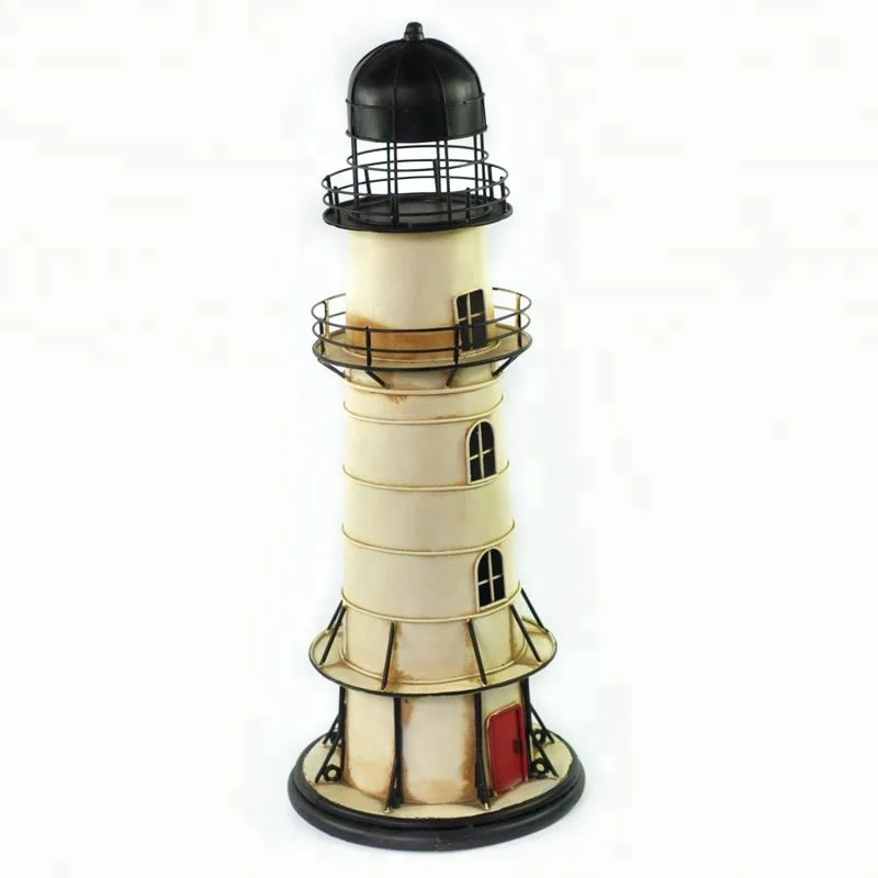 Iron Decoration Mediterranean Lighthouse Metal Crafts Vintage Money Safe Box Coin Bank Toy Souvenir home Pub Office Decor