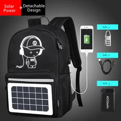 Reflective Smart Design Waterproof Solar Panel Laptop Backpack Bag With USB Charging