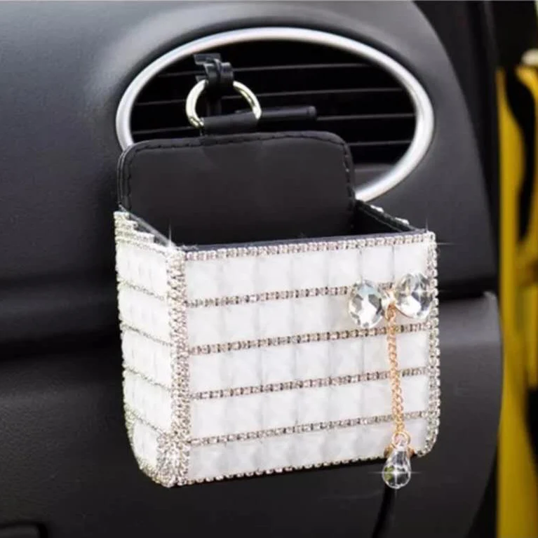 Роскошный Автомобильный держатель для кондиционера с кристаллами, универсальный автомобильный держатель для вентиляционного отверстия, коробка для хранения, сумка, чехол, держатель для телефона