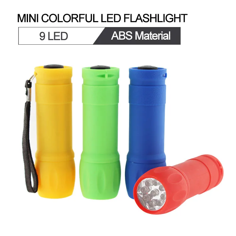 Wholesale Plastic KIDS students mini led Flashlight 3*AAA Battery Powered Handheld ABS multi Color LED Light with rubber shell