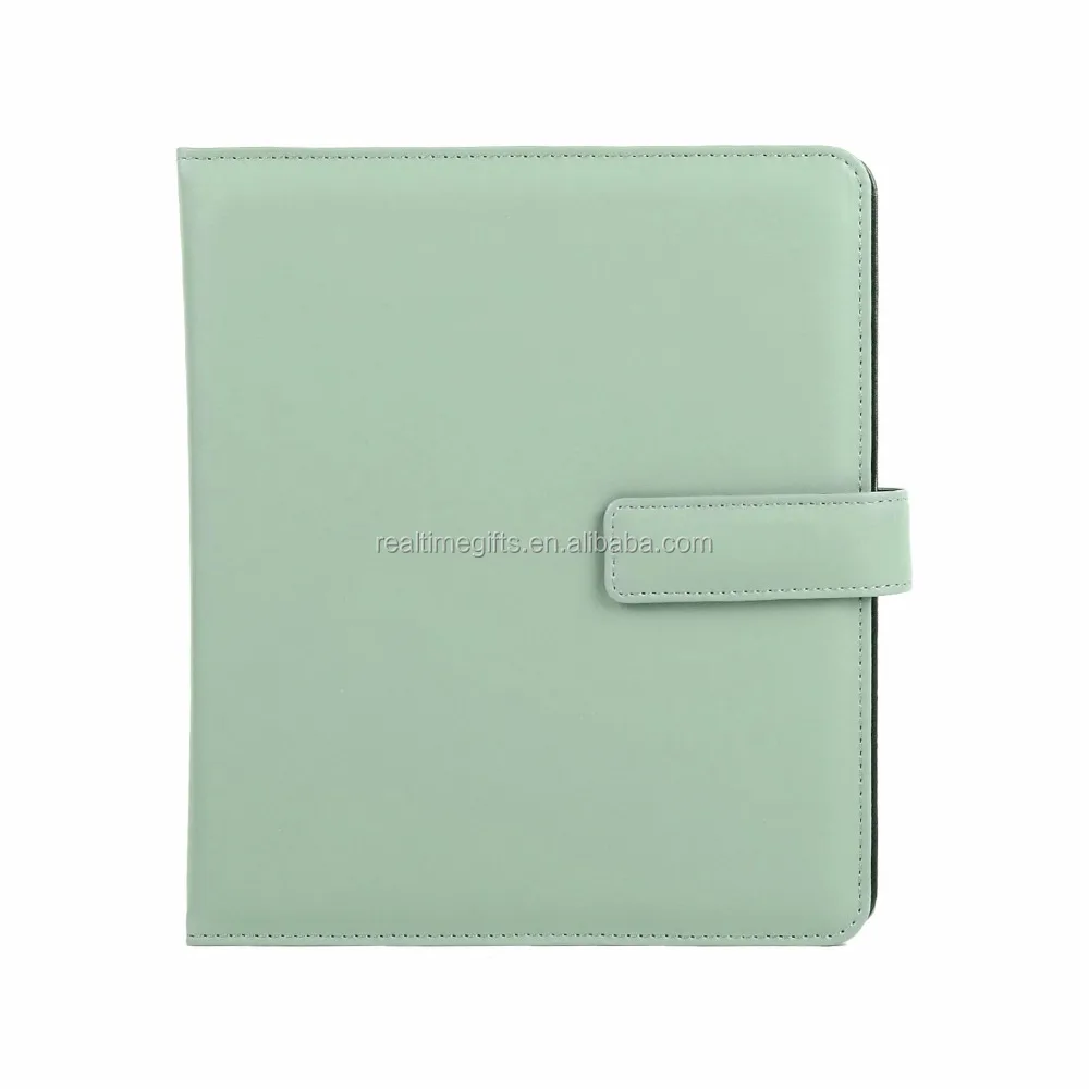 Fashion Large Capacity PU Leather Document Folder With Metal Binder For Conference