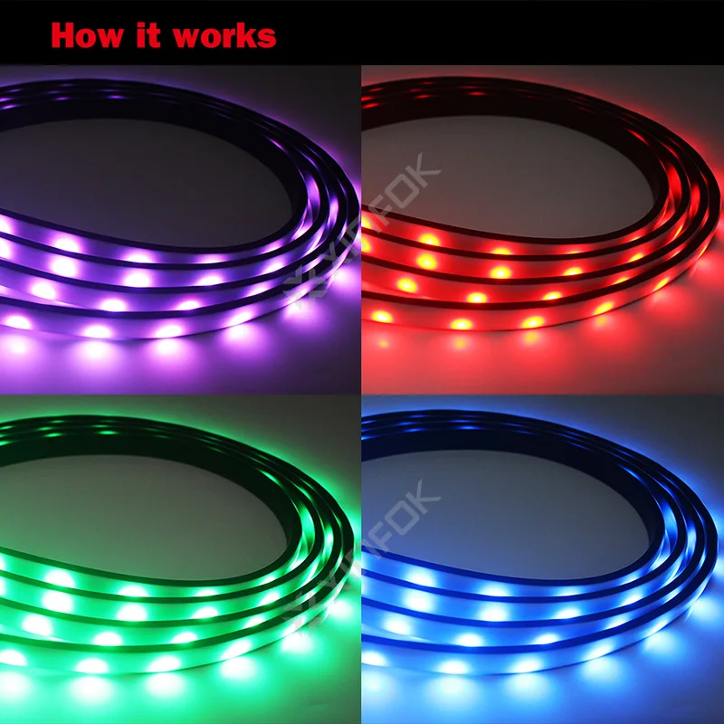 Xinfok APP Car Atmosphere lights 90*120 cm Under Car Underglow Chassis Light Kit With RF Remote Controller