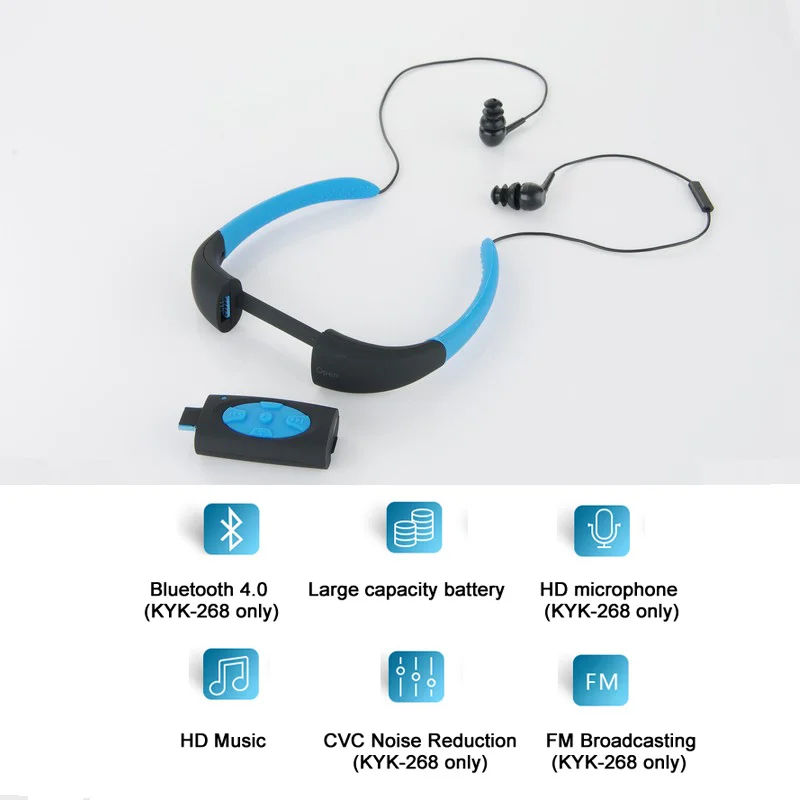 
KYK-268 IPX8 Waterproof Wireless Earphone Swimming MP3 Player 