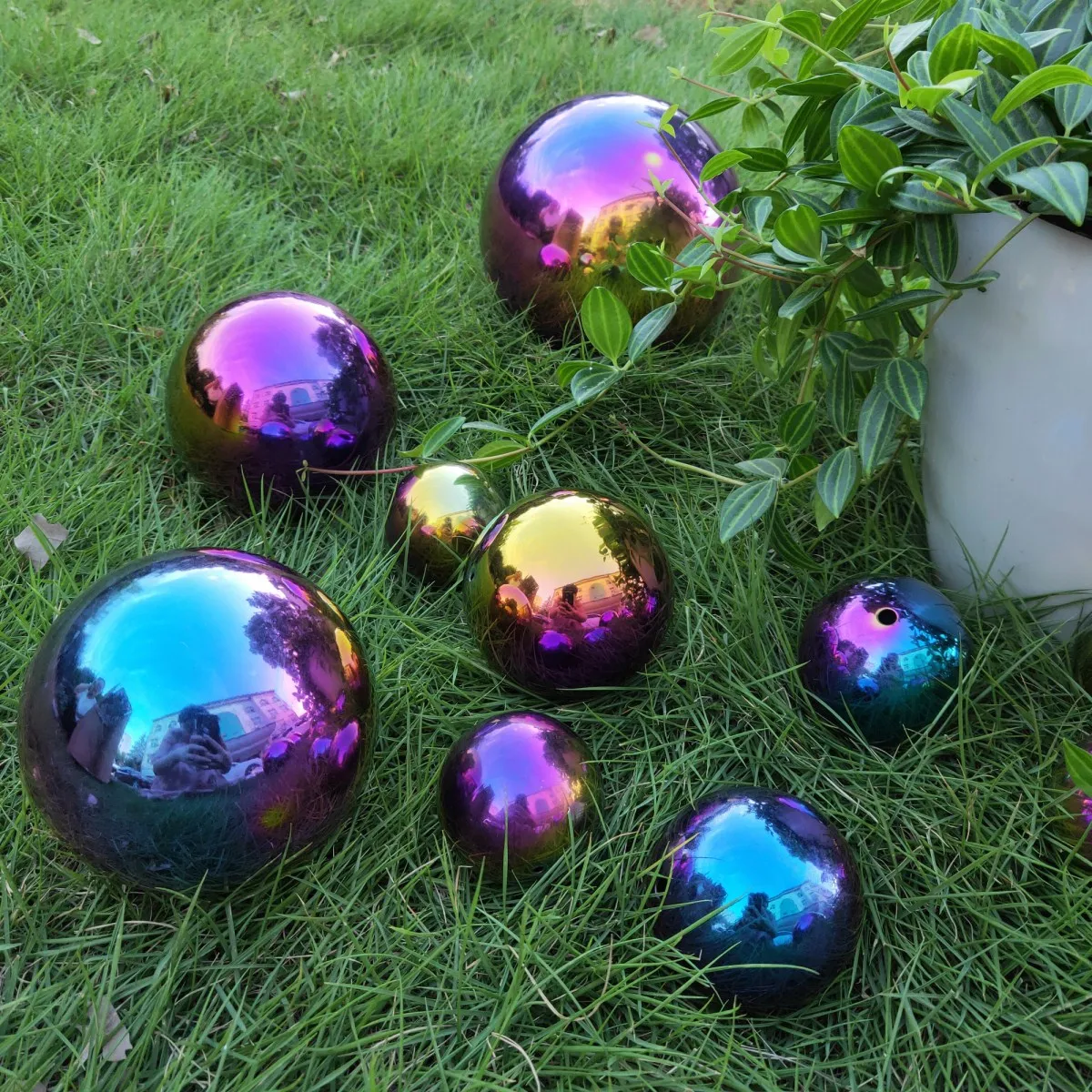 Outdoor Decorative Electroplate Gold Metal Sphere Garden Ball Steel Ball