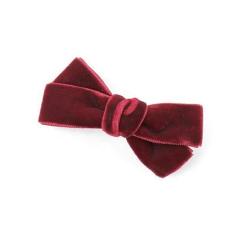 Hand Make Red Velvet Ribbon Bow Hair Clip For Kids