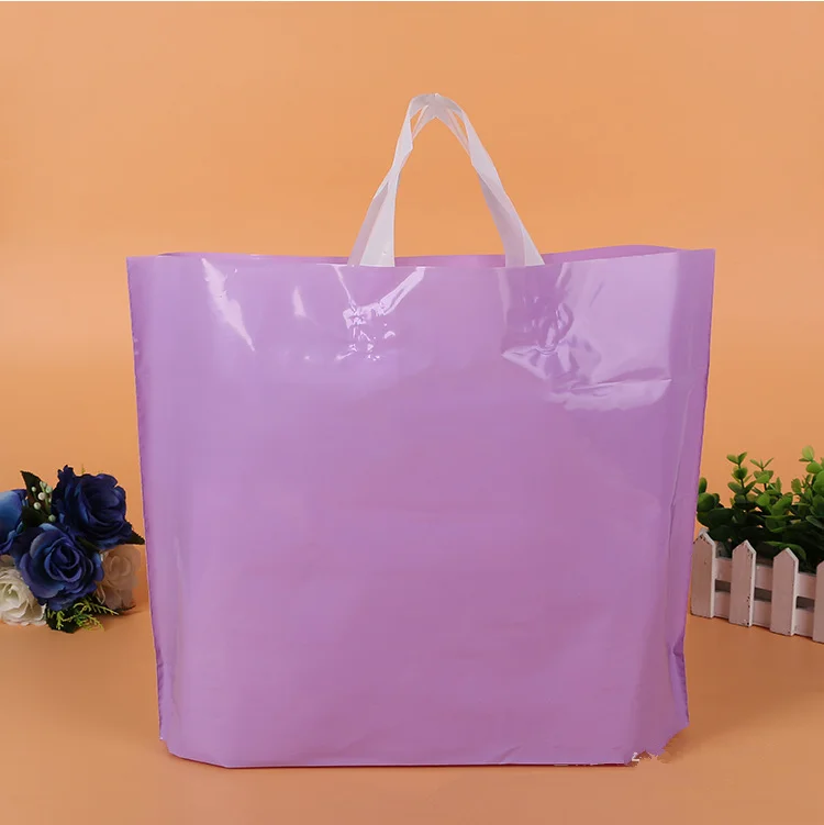 Custom logo printing HDPE plastic gift carry bag with handle