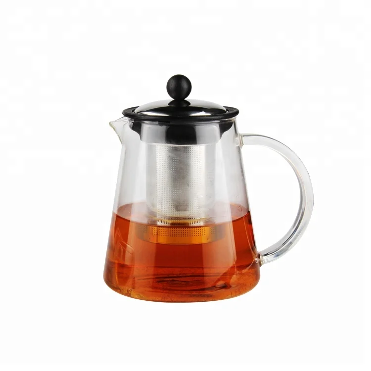 Stovetop Clear Borosilicate Glass Tea Pot With Stainless Steel Infuser For Loose Leaf Tea