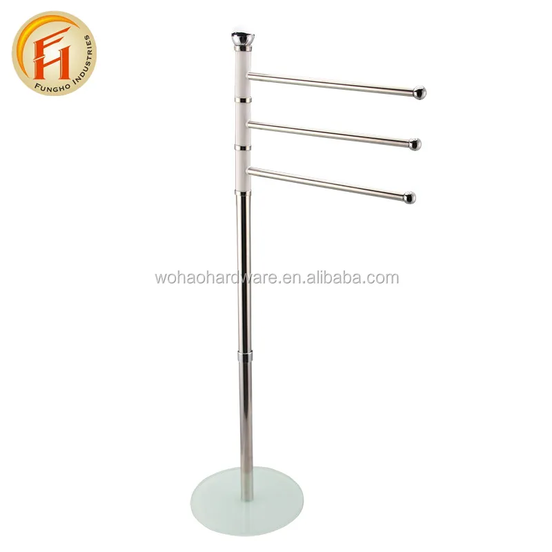 Hotel accessories free standing adjustable towel rack floor bathroom tube rack
