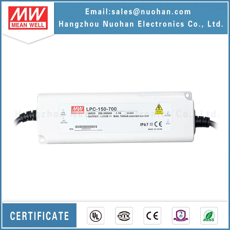 Бренд Mean Well представляет LPC-150-700 150 Вт 700ma светодиодный блок питания 150W 700mA драйвер