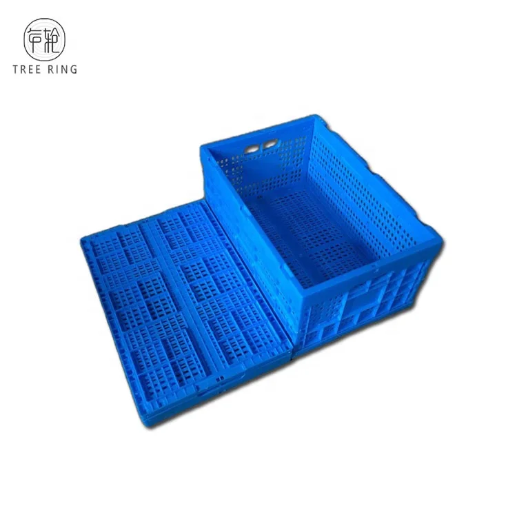 Large Foldable Industrial Square Plastic Collapsible Storage  Fruit Crates With Lids For Agriculture Transport