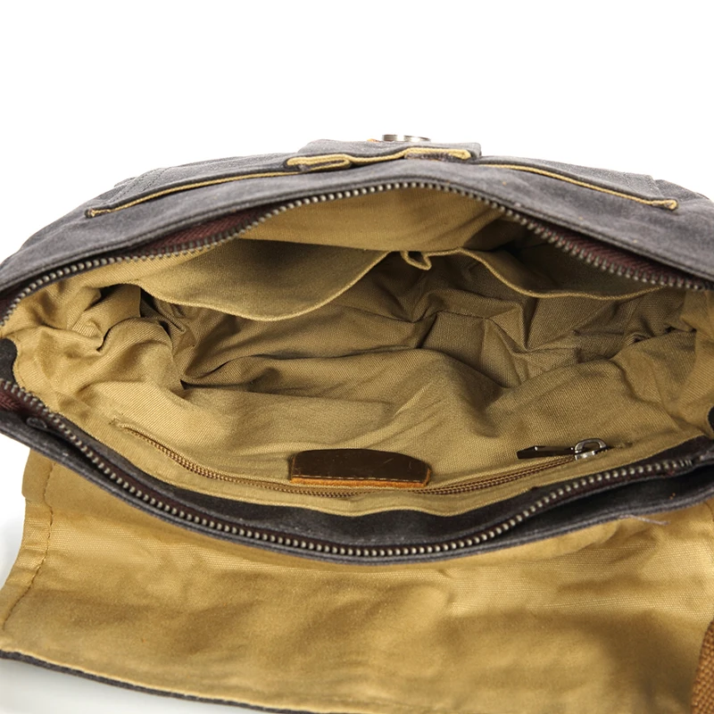 Vintage Style Multicolor Durable Anti-water Cross Body Bag Men waxed Canvas Leather College Sling Bags