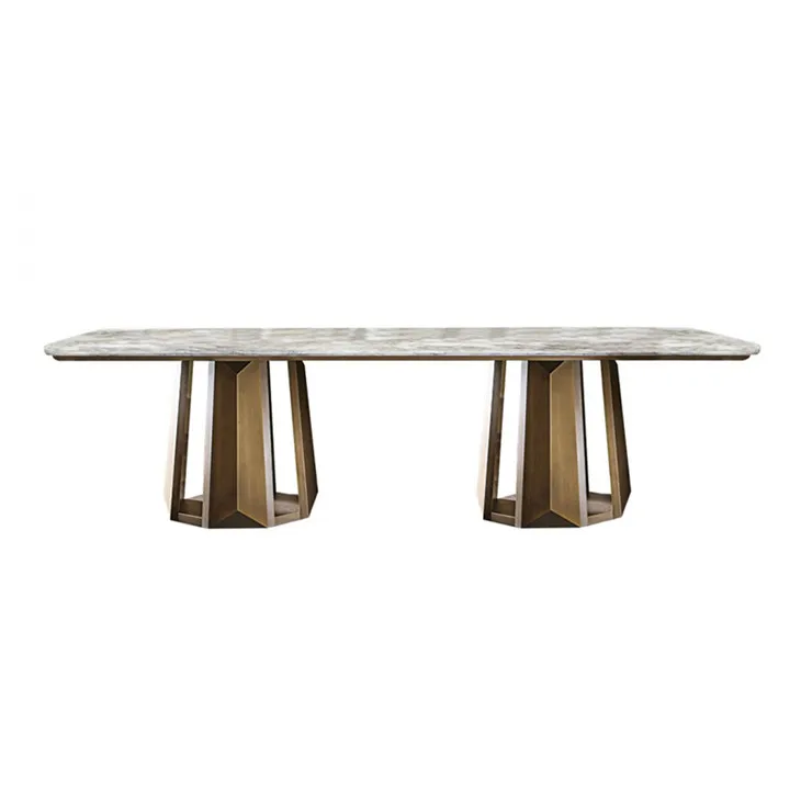 Marble Top Table Stainless Steel Dining Table and Chair