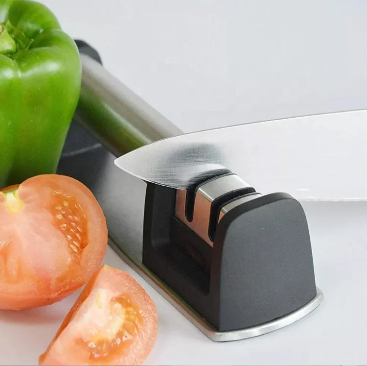 kitchen accessories high quality 2 stage tungsten steel manual knife sharpening tool handheld kitchen knife sharpener