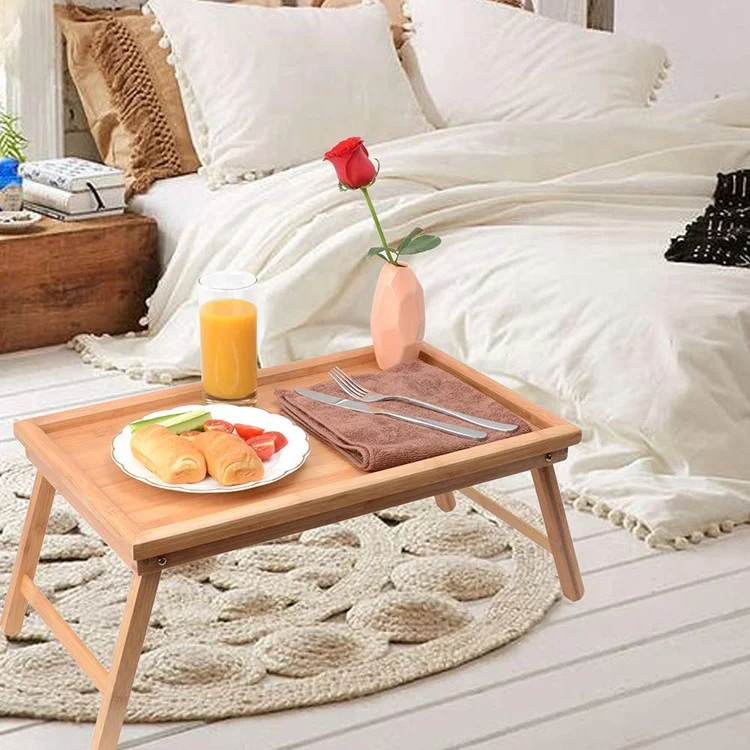 Bed Tray with Foldable Legs Great for Laptops,Bamboo Table Suitable for Breakfast and Snack locks in place perfectly by