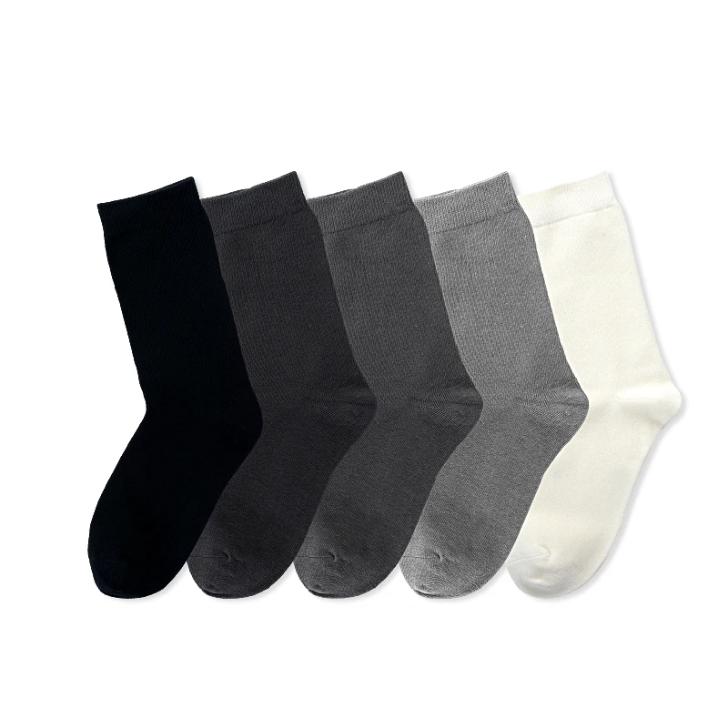 MEIKAN Colorful Uniform Elite Thin Cotton Plain White Gray Black Cotton Ribbed Business Crew Socks Mens Socks