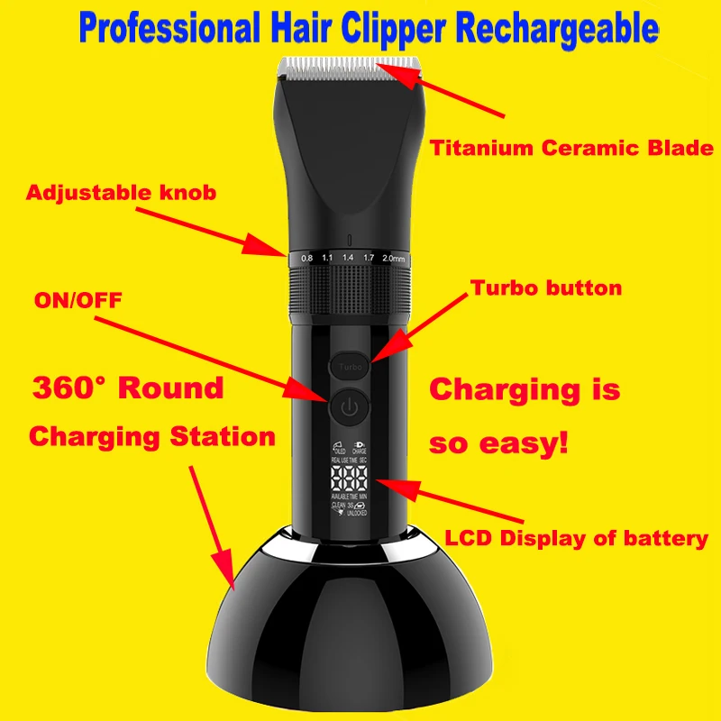 Rechargeable Hair Clippers Men Electric Professional Hair Trimmers