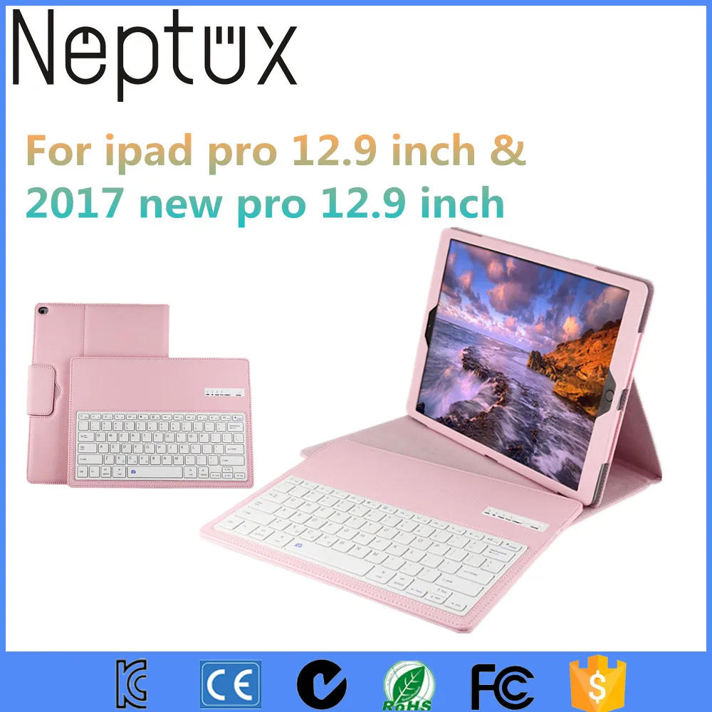 Съемный Магнитно Беспроводная Bluetooth Клавиатура PU Случае Смарт-Чехол Для iPad Pro 12.9