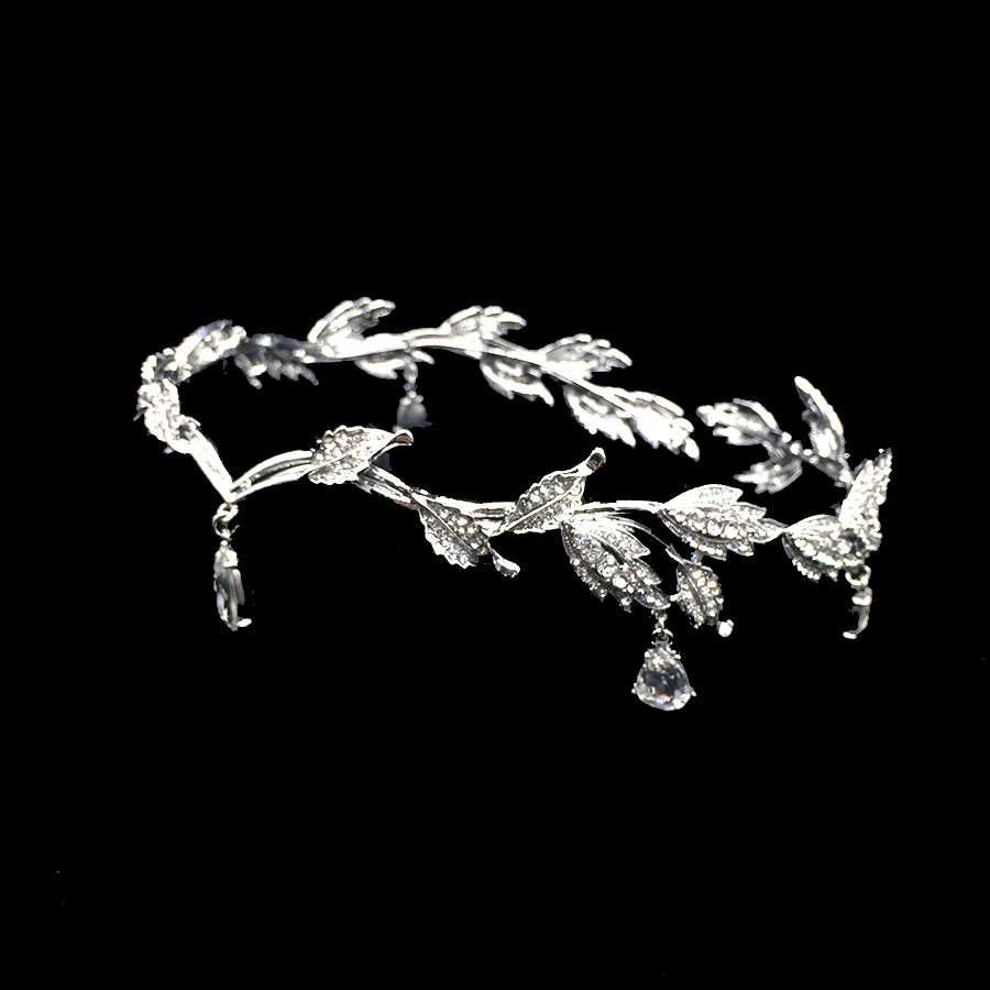 Tear Drop bridal forehead chain tiara and crown rhinestone headband wedding party prom