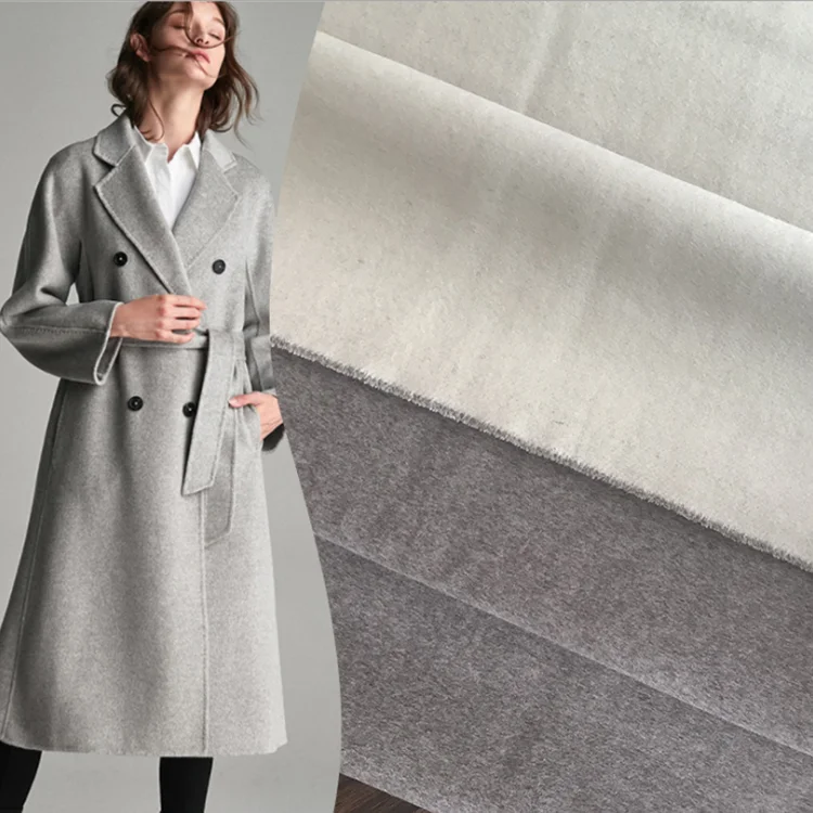 
China wholesale grey white woven worsted double face wool fabric for coat suit  (62164222091)