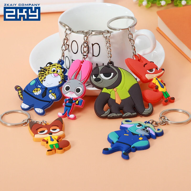 
Animal Cartoon Toys Dolls Zootopia Keyring Rubber Keyring Handbag Purse Backpack Charms Keychain Gift 