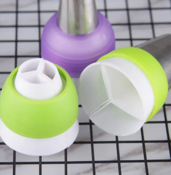 NEW Icing Piping Bag Nozzle Converter Cake Decorating Tools For Cupcake Fondant Cookie 3 Hole 3 Color