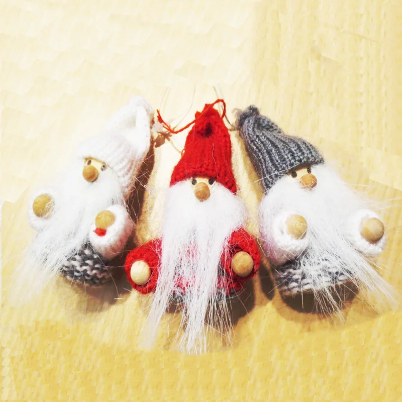 Handmade yarn knitted Christmas craft hanging santa doll christmas gnome doll christmas elf doll