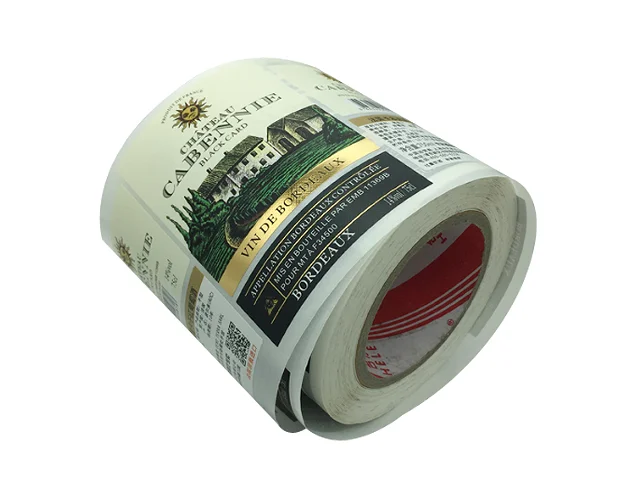 Label printing machine made roll sticker, hot stamping wine bottle sticker with fancy design
