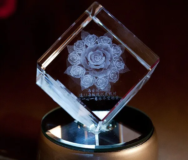 3d laser crystal solid glass cube for gift