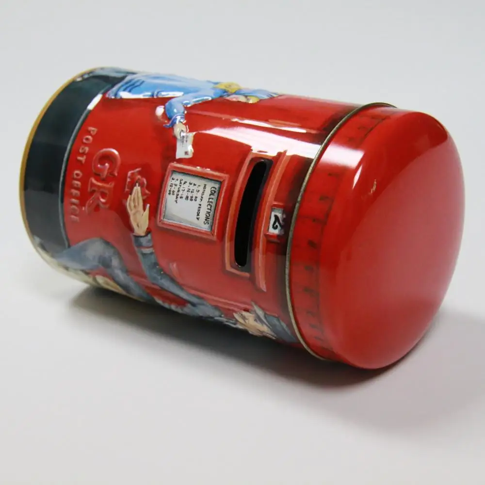 pillar-box shape metal piggy bank/coin storage box