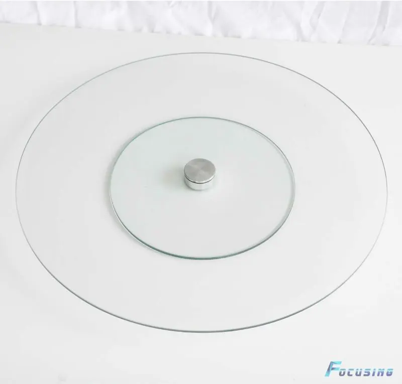 with feet rotating round clear tempered glass lazy susan