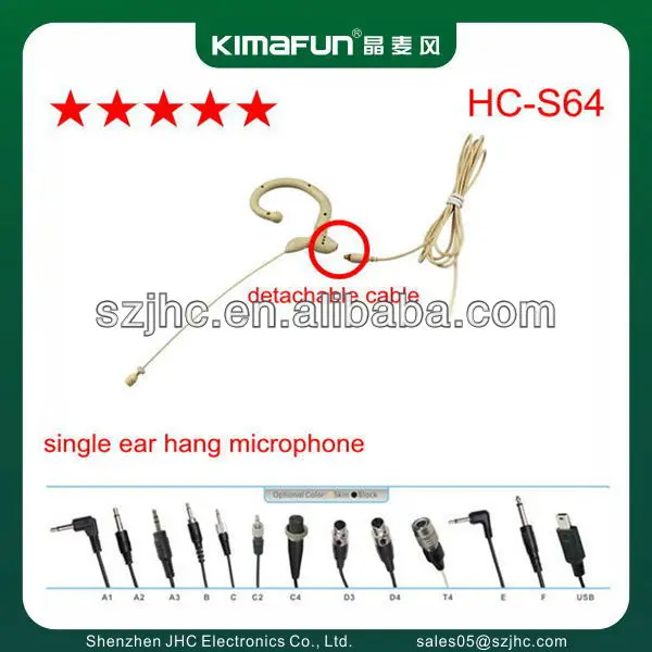 
Single ear Headset Microphone with Wireless 3.5mm Screw Lock Plug 
