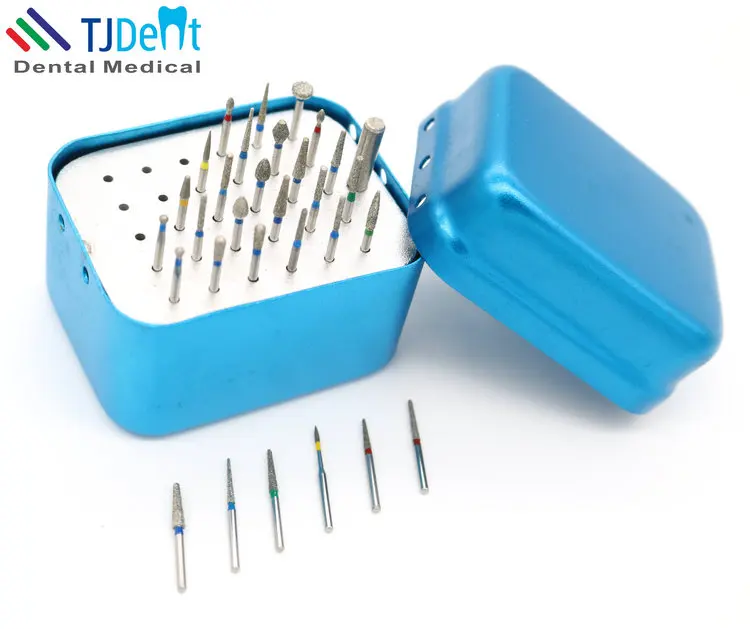 Dental Preparation Diamond Bur 30pcs Combination Packages with Disinfection Box