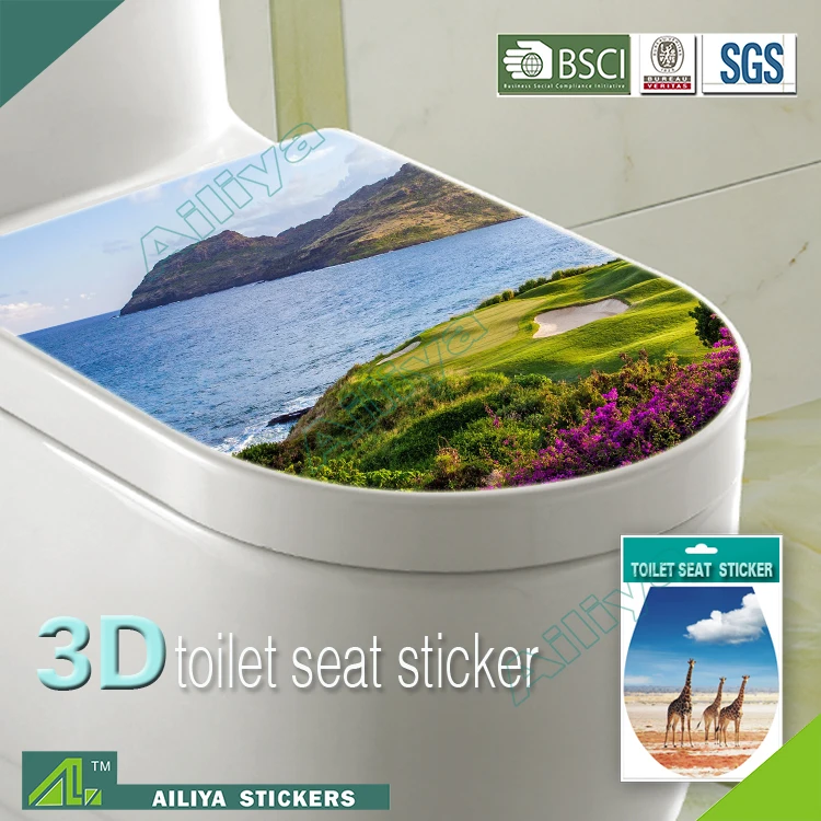 PVC 3d waterproof removable customized design home decorative toilet seat stickers uk