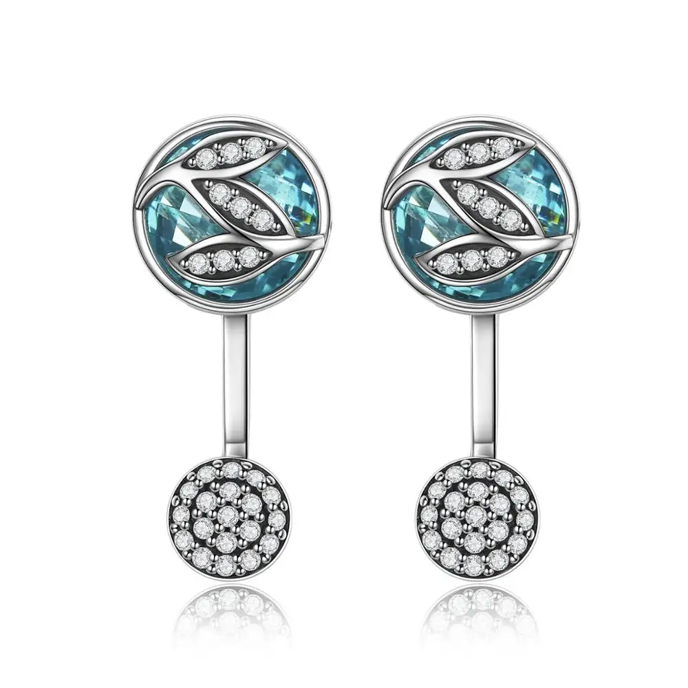 
tops woman leaf shape S925 Sterling silver Green Glasses crstal gemstone vintage earrings 