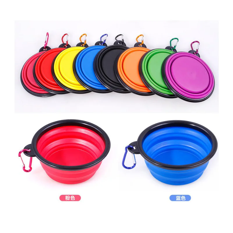 
Dog collapsible feeding bowl silicone water dish cat feeder pet travel bowls  (60780784699)