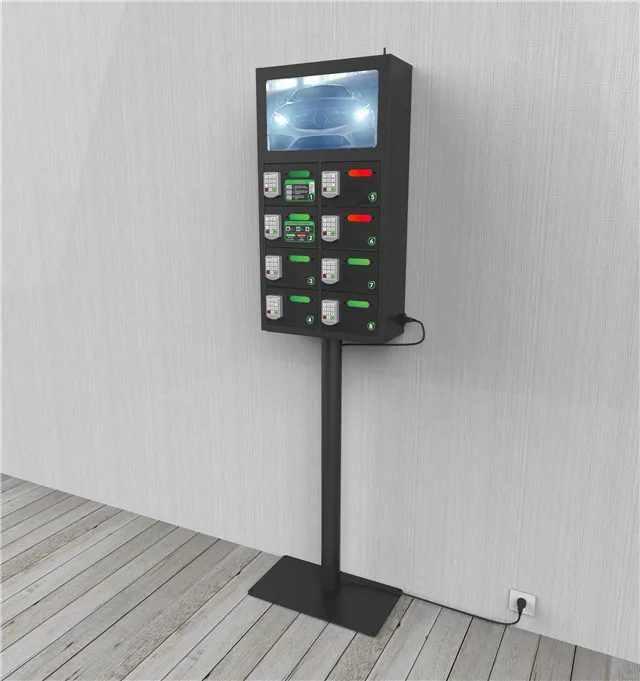 Coin Operated 8 Bay Charging Locker with LCD screen 5V 1.8A output for Samsung and iPhone X